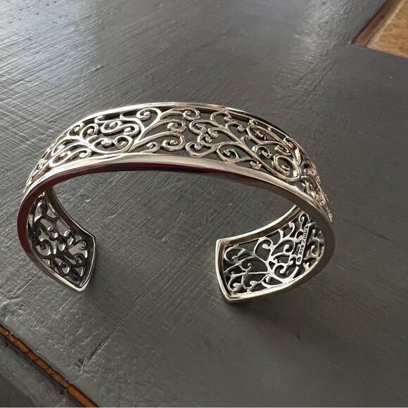 925 Sterling Silver Scroll Cuff Bracelet - Picture 6 of 10